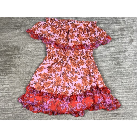 Jessica Simpson Dresses & Skirts - Jessica Simpson Dress Womens Medium‎ Pink Floral Off Shoulder Mini Lined Tiered